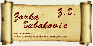 Zorka Dubaković vizit kartica